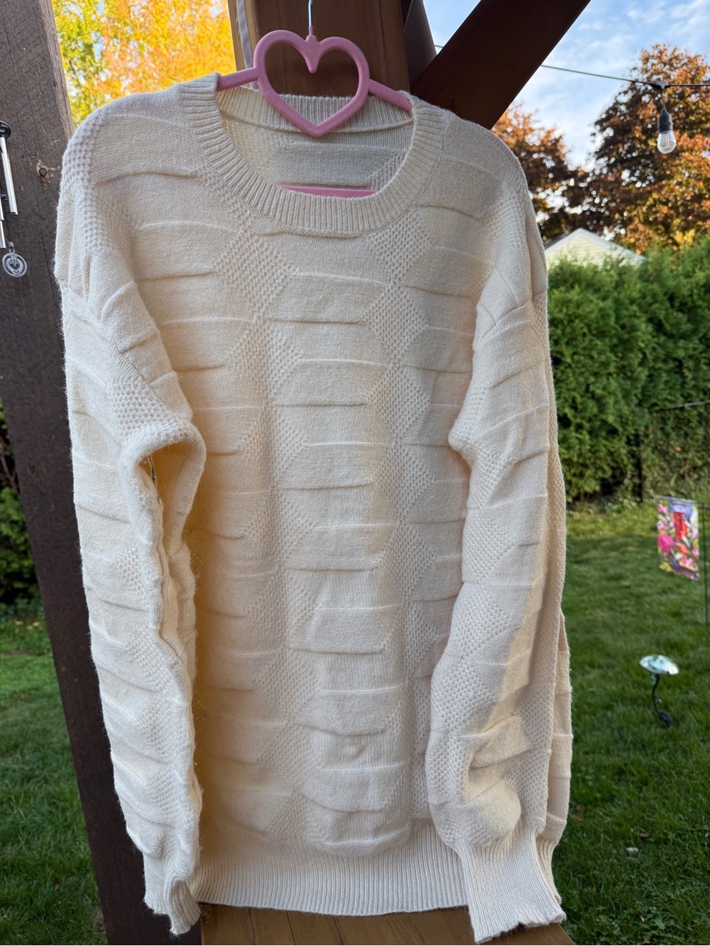 Soft Cream Textured Knit Sweater